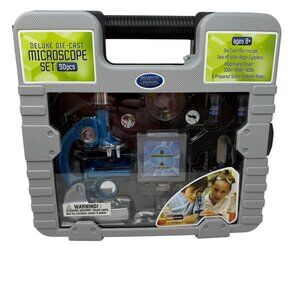 Deluxe Die-Cast Microscope Set 50-Piece Ages 8+ Magnification 100x/450x/900x